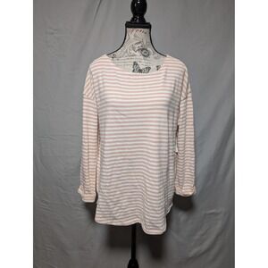 Old Navy Pink White Striped Long Sleeve Knit‎ Top Lightweight New Women's Large